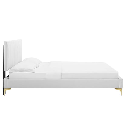 Modway - Peyton Performance Velvet Queen Platform Bed by Modway  Bedroom Beds White - MOD-6595-WHI