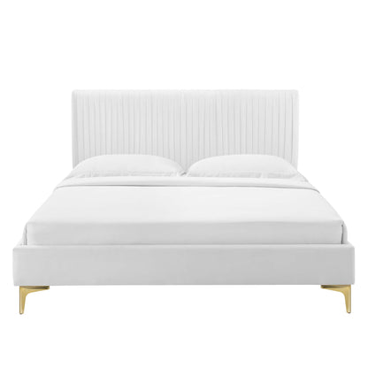Modway - Peyton Performance Velvet Queen Platform Bed by Modway  Bedroom Beds White - MOD-6595-WHI
