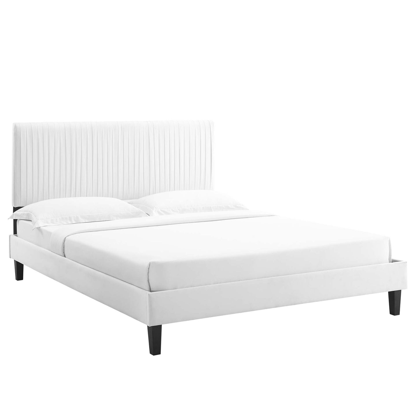 Modway - Peyton Performance Velvet Queen Platform Bed by Modway  Bedroom Beds White - MOD-6597-WHI
