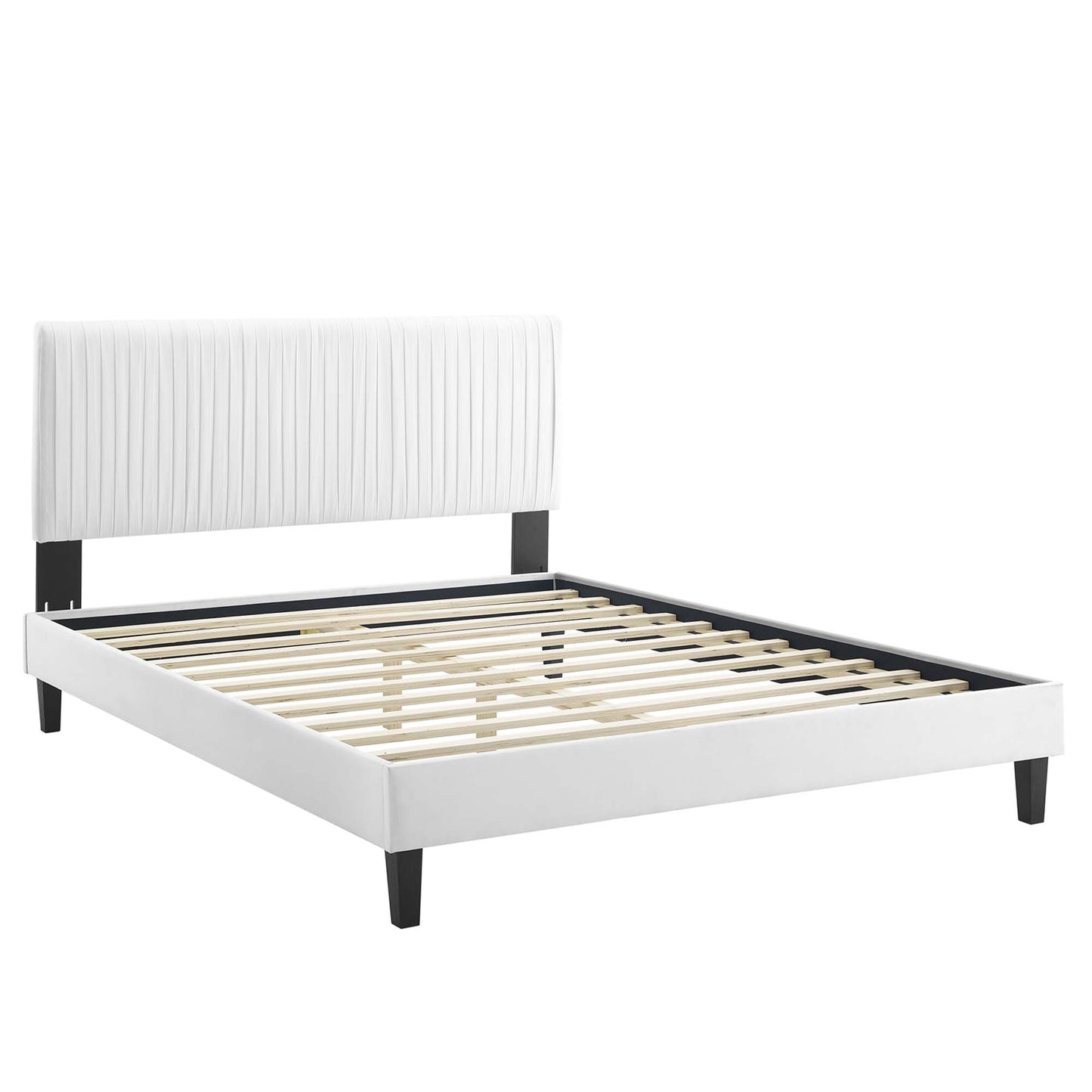 Modway - Peyton Performance Velvet Queen Platform Bed by Modway  Bedroom Beds White - MOD-6597-WHI