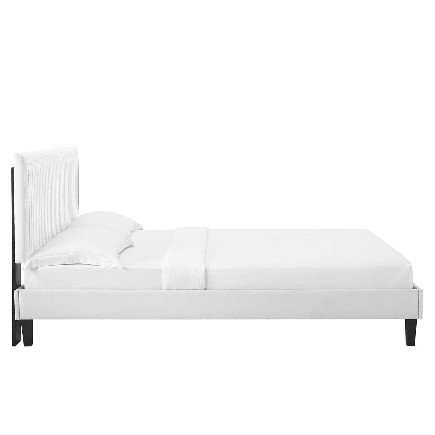 Modway - Peyton Performance Velvet Queen Platform Bed by Modway  Bedroom Beds White - MOD-6597-WHI