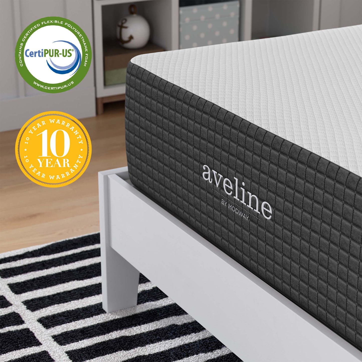 Modway - Aveline 12" Memory Foam Twin Mattress by Modway  Mattresses Twin White - MOD-6598-WHI