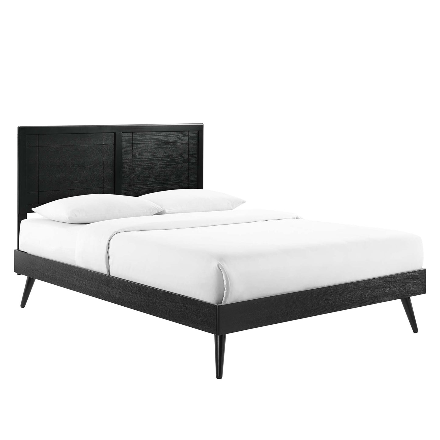 Modway - Marlee Wood King Platform Bed With Splayed Legs by Modway  Bedroom Beds Black - MOD-6629-BLK