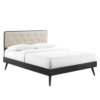 Modway - Bridgette Wood King Platform Bed With Splayed Legs by Modway  Bedroom Beds Brown - MOD-6647-BLK-BEI