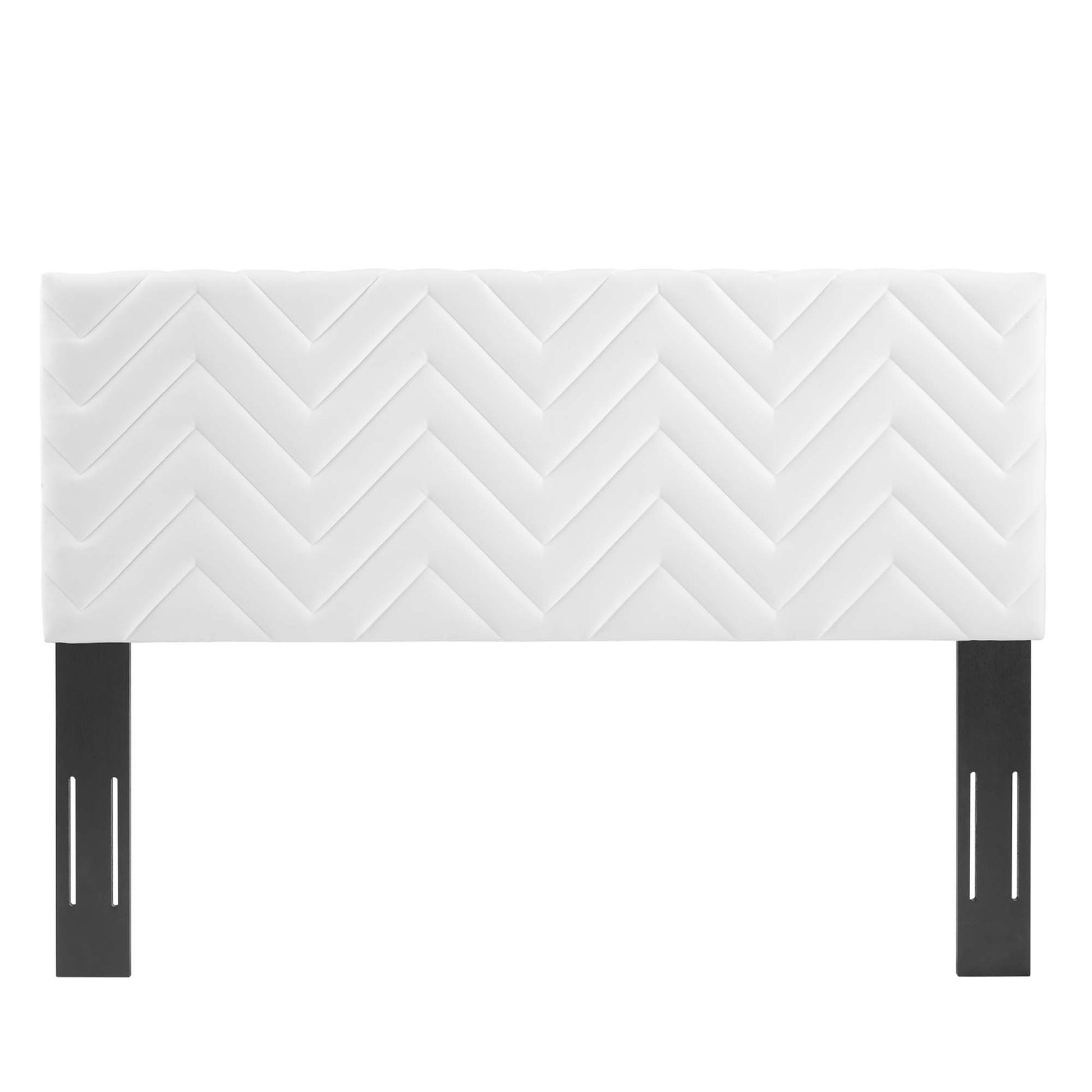 White chevron tufted performance velvet twin headboard
