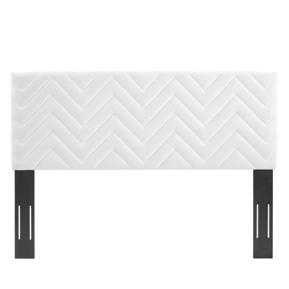 White chevron tufted performance velvet twin headboard