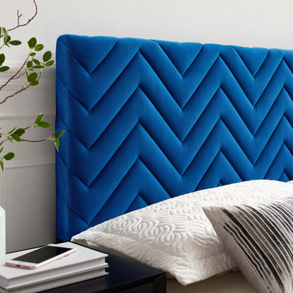 Modway Outlet Mercy Chevron Tufted Performance Velvet Full/Queen Headboard by Modway  Bedroom Furniture Navy - MOD-6659-NAV