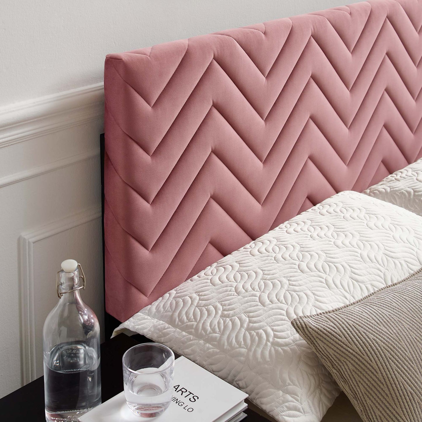 Modway Outlet Mercy Chevron Tufted Performance Velvet King/California King Headboard by Modway  Bedroom Furniture Dusty Rose - MOD-6660-DUS