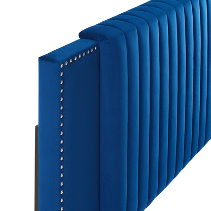 Modway Outlet Felicity Channel Tufted Performance Velvet King/California King Headboard by Modway  Bedroom Furniture Navy - MOD-6663-NAV