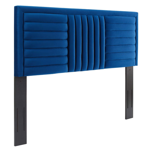 Modway - Believe Channel Tufted Performance Velvet Full/Queen Headboard by Modway  Bedroom Headboards Blue - MOD-6665-NAV