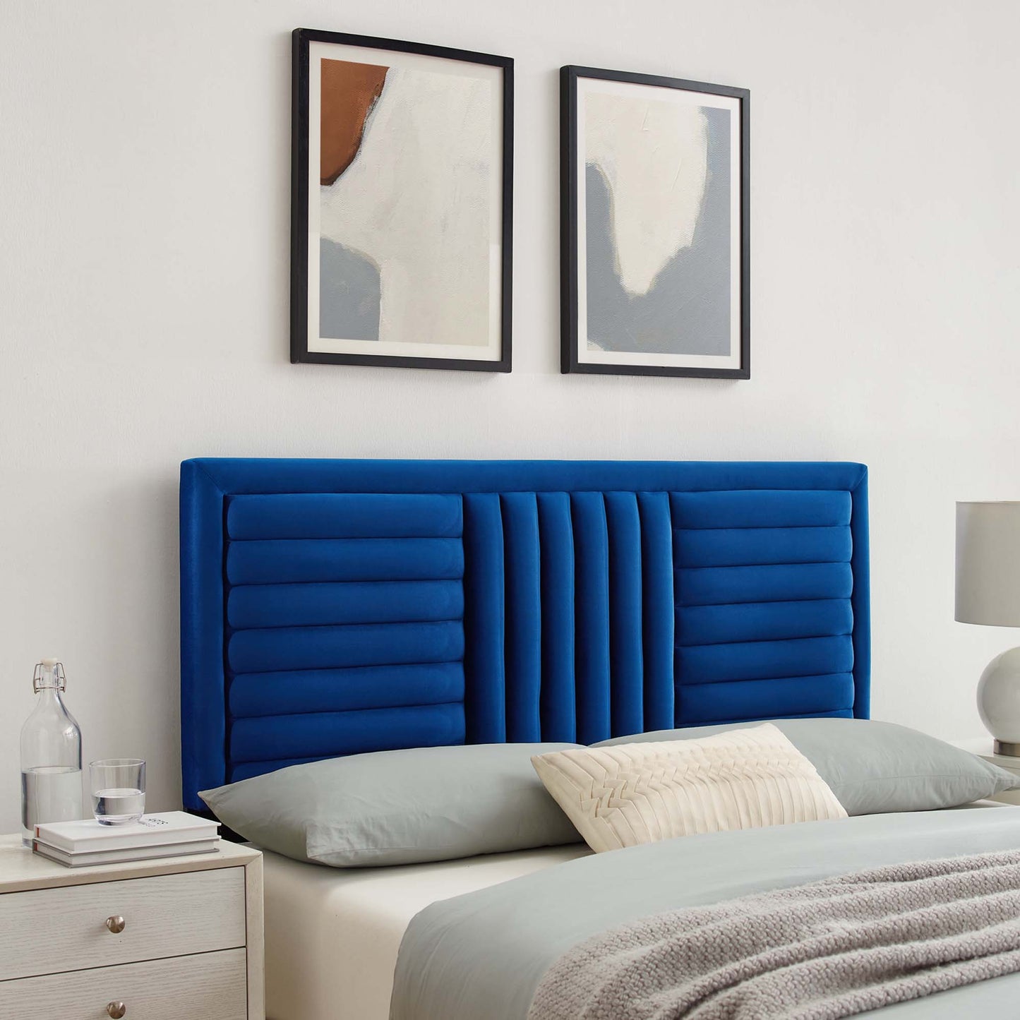 Modway - Believe Channel Tufted Performance Velvet Full/Queen Headboard by Modway  Bedroom Headboards Blue - MOD-6665-NAV