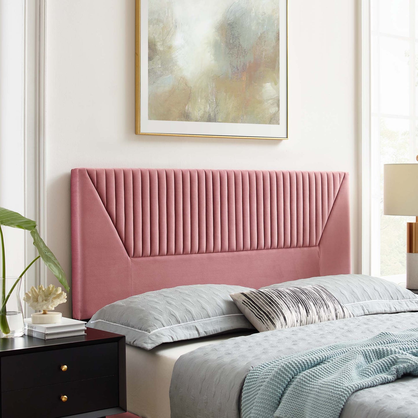 Modway Outlet Patience Channel Tufted Performance Velvet King/California King Headboard by Modway  Bedroom Furniture Dusty Rose - MOD-6669-DUS