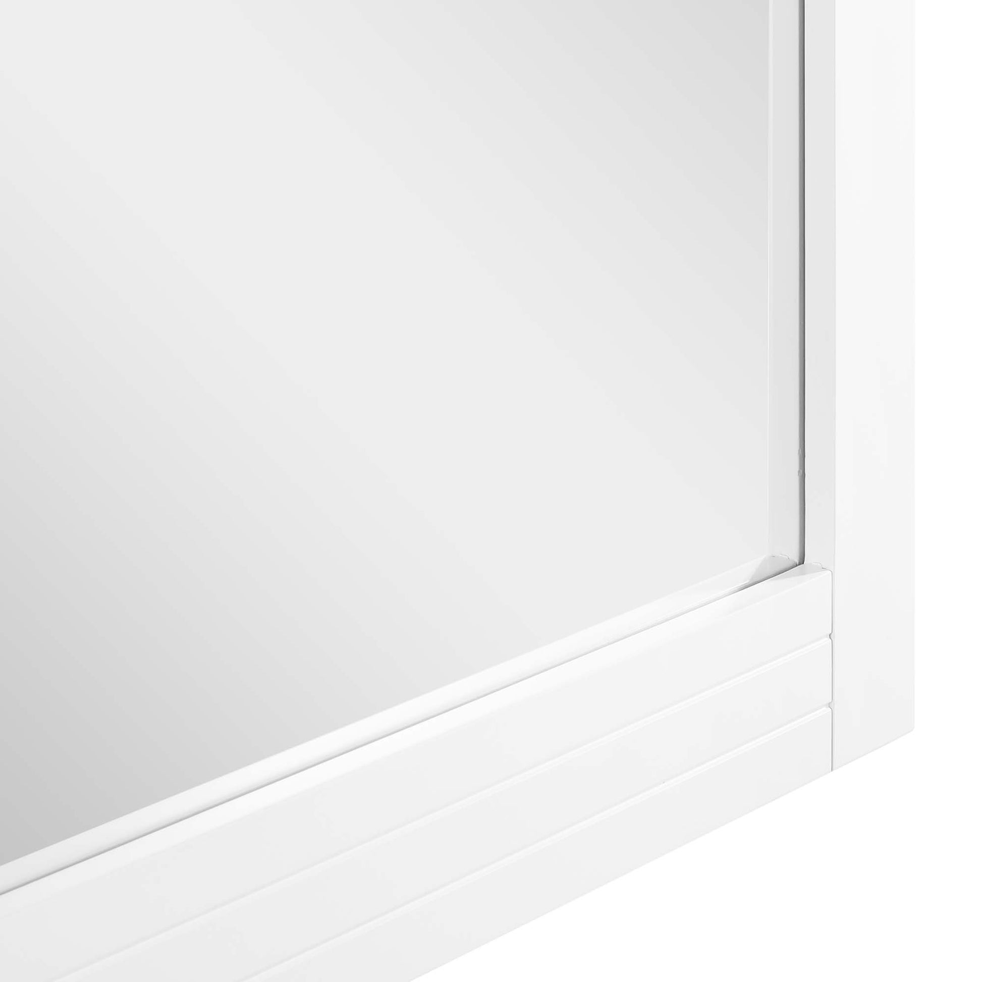 White framed mirror with a clean, minimalist design.