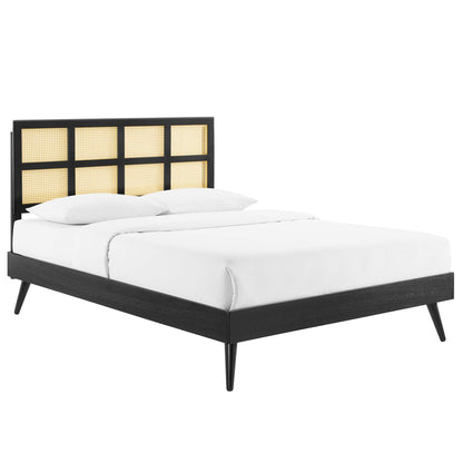 Modway Outlet Sidney Cane and Wood King Platform Bed With Splayed Legs by Modway  Bedroom Furniture Black - MOD-6694-BLK