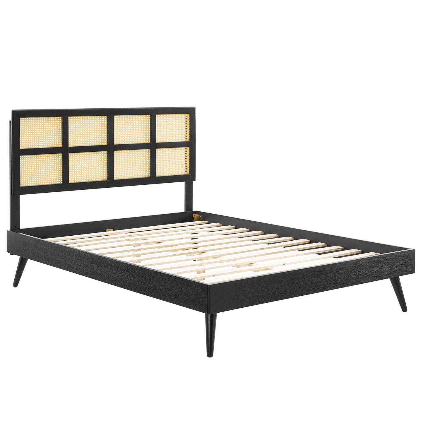Modway Outlet Sidney Cane and Wood King Platform Bed With Splayed Legs by Modway  Bedroom Furniture Black - MOD-6694-BLK