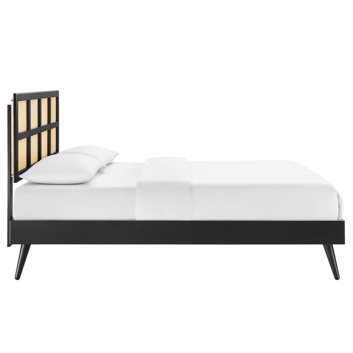 Modway Outlet Sidney Cane and Wood King Platform Bed With Splayed Legs by Modway  Bedroom Furniture Black - MOD-6694-BLK