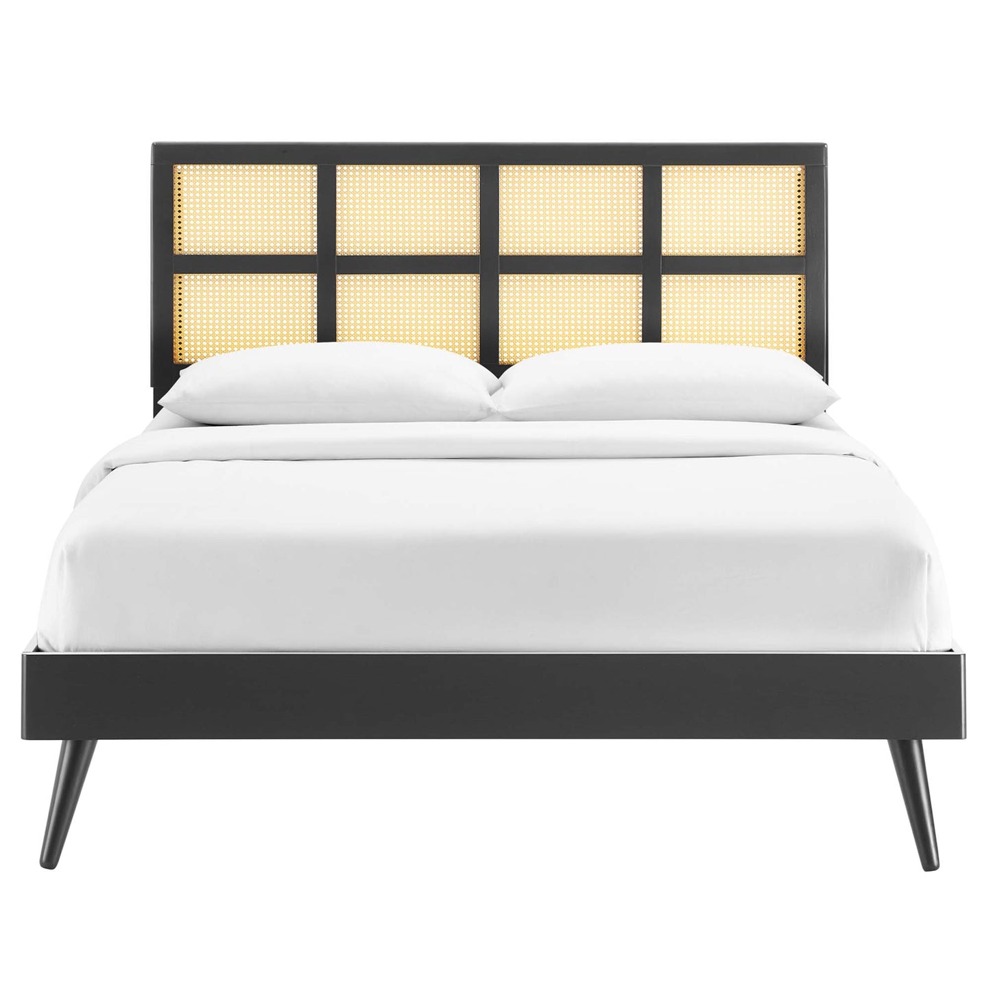 Modway Outlet Sidney Cane and Wood King Platform Bed With Splayed Legs by Modway  Bedroom Furniture Black - MOD-6694-BLK