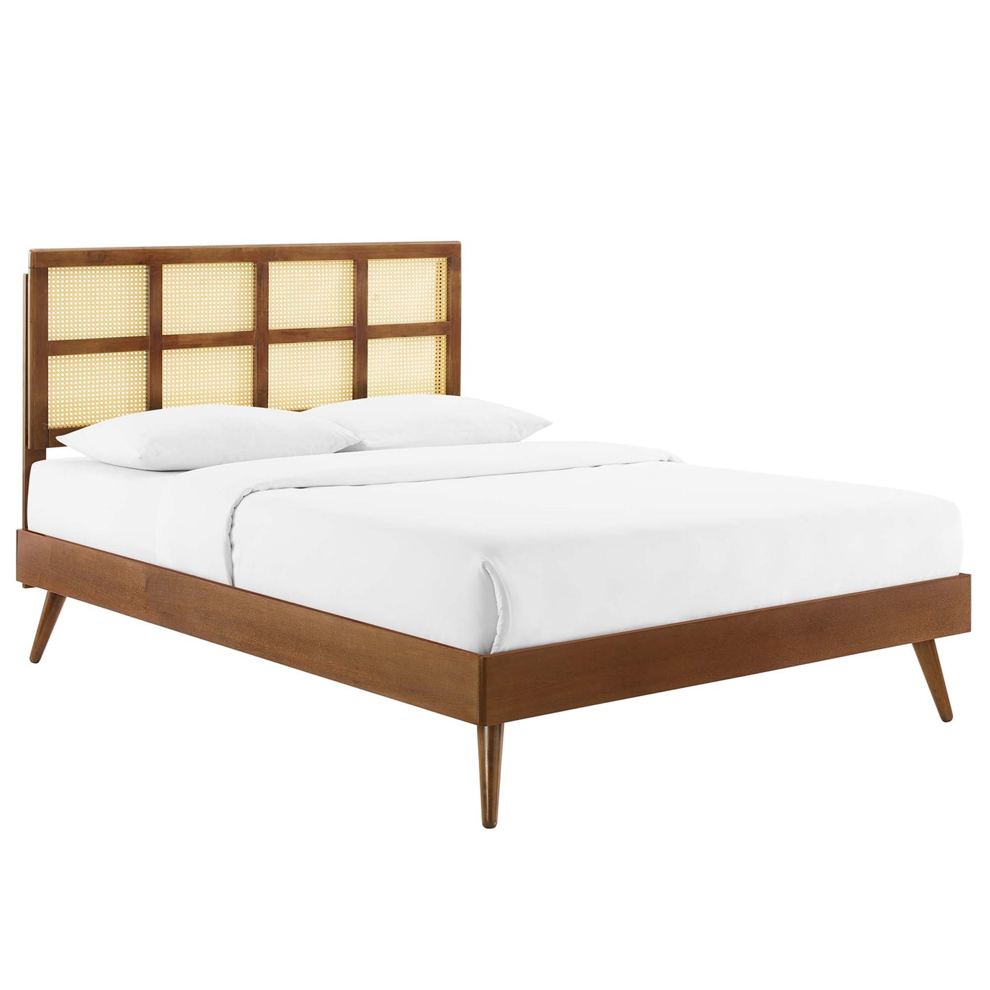 Modway Outlet Sidney Cane and Wood King Platform Bed With Splayed Legs by Modway  Bedroom Furniture Walnut - MOD-6694-WAL