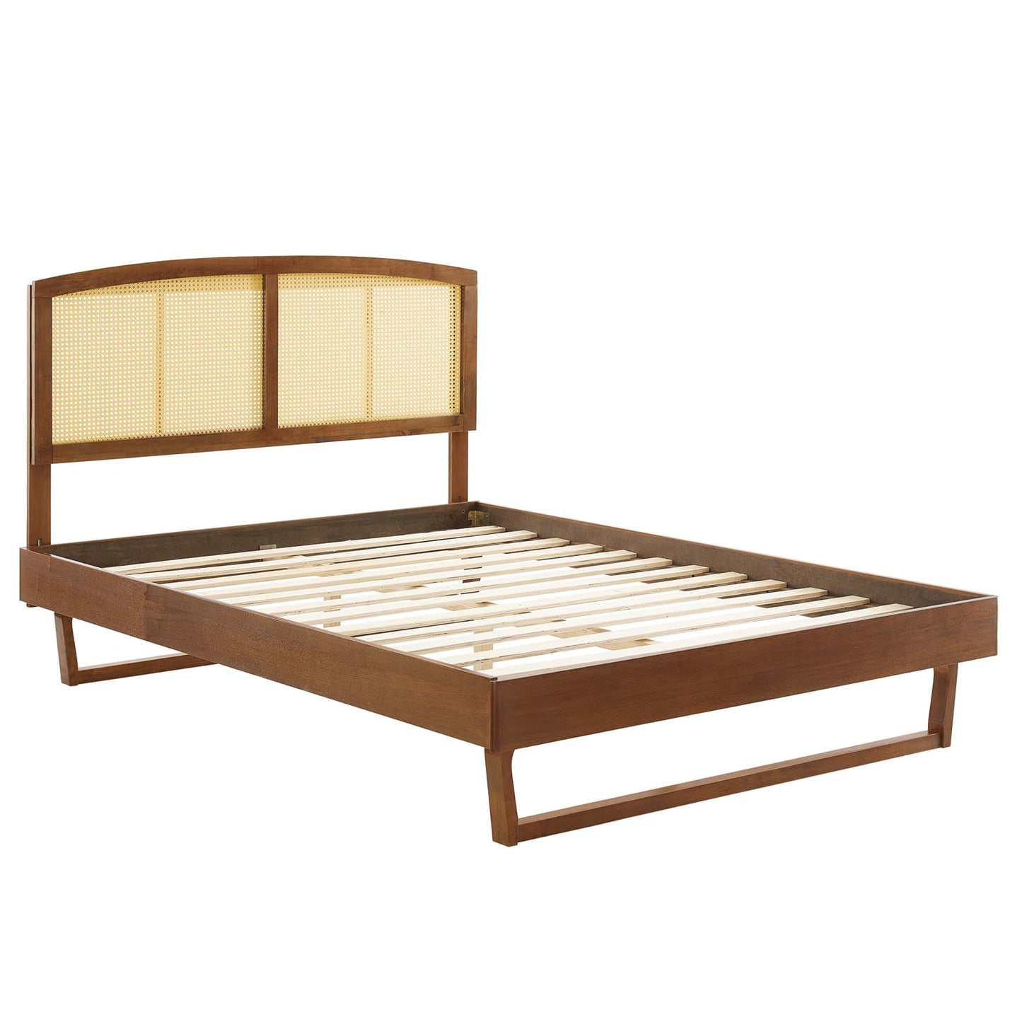 Modway Outlet Sierra Cane and Wood Full Platform Bed With Angular Legs by Modway  Bedroom Furniture Walnut - MOD-6699-WAL