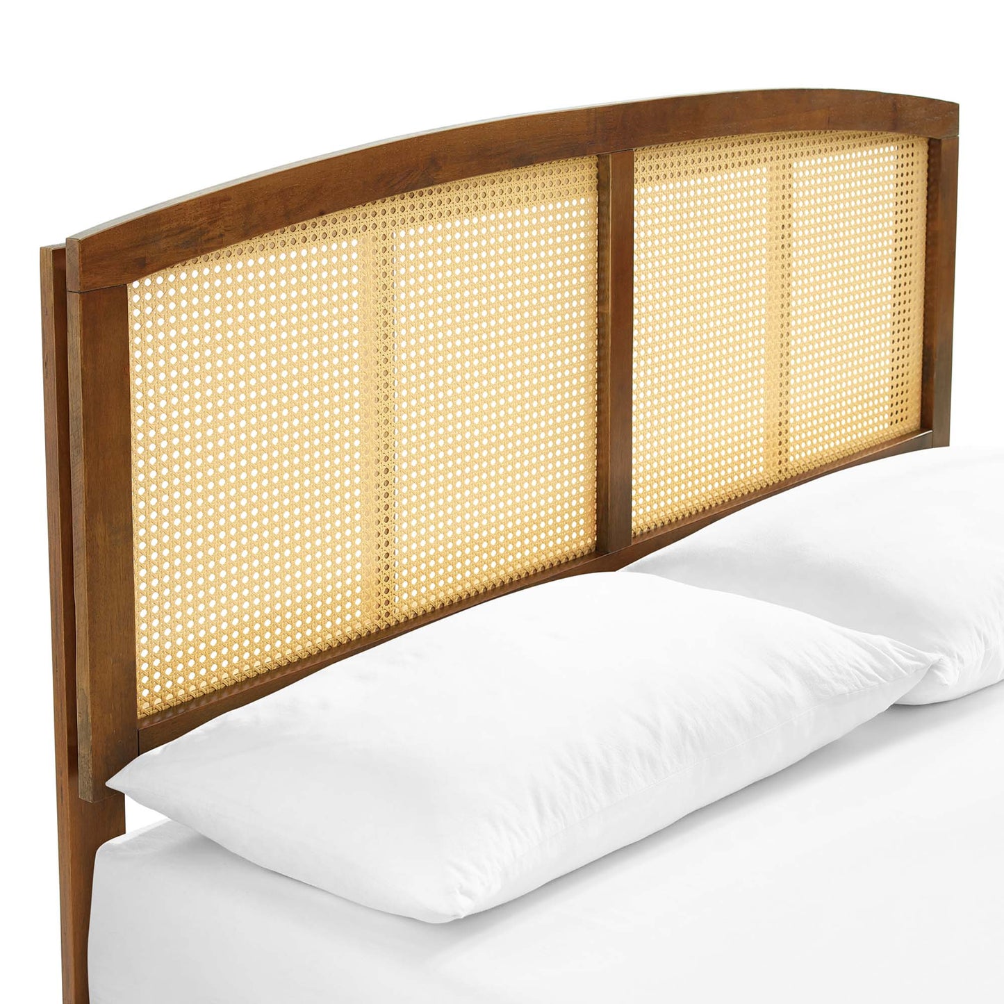 Modway Outlet Sierra Cane and Wood Full Platform Bed With Angular Legs by Modway  Bedroom Furniture Walnut - MOD-6699-WAL