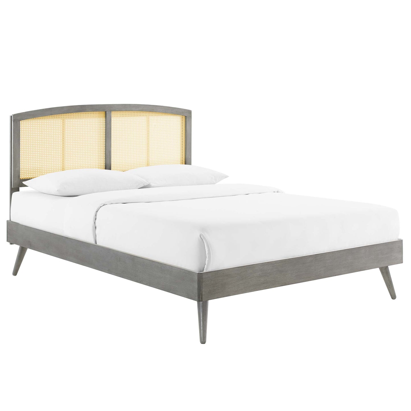 Modway Outlet Sierra Cane and Wood Full Platform Bed With Splayed Legs by Modway  Bedroom Furniture Gray - MOD-6700-GRY