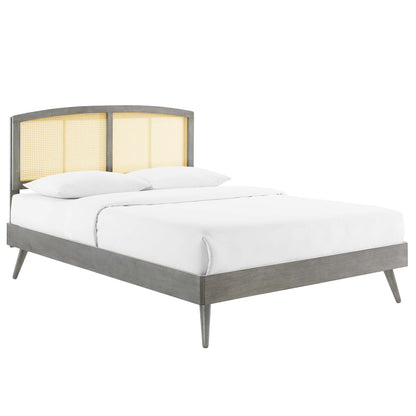 Modway Outlet Sierra Cane and Wood Full Platform Bed With Splayed Legs by Modway  Bedroom Furniture Gray - MOD-6700-GRY