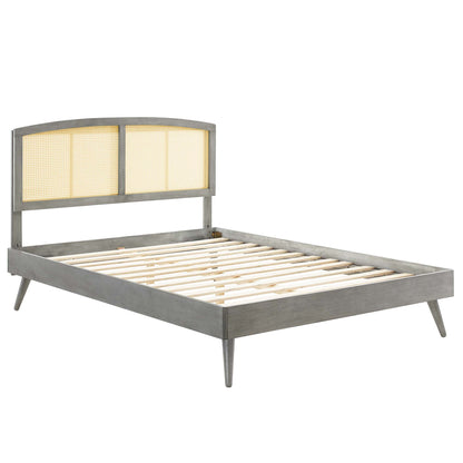 Modway Outlet Sierra Cane and Wood Full Platform Bed With Splayed Legs by Modway  Bedroom Furniture Gray - MOD-6700-GRY