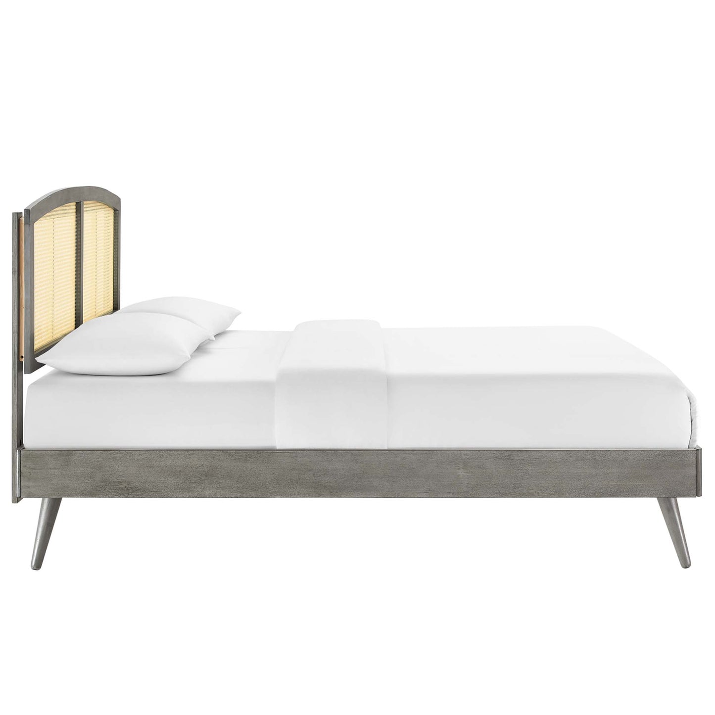 Modway Outlet Sierra Cane and Wood Full Platform Bed With Splayed Legs by Modway  Bedroom Furniture Gray - MOD-6700-GRY