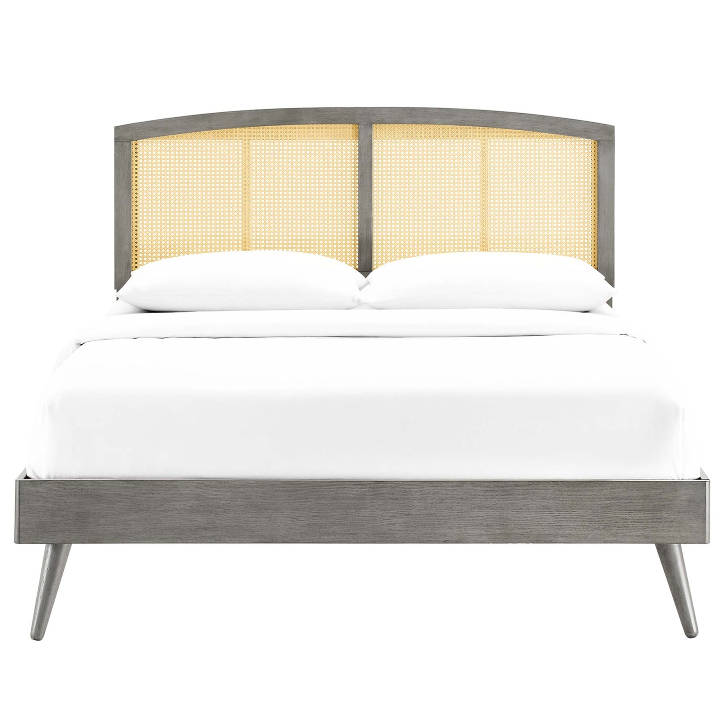 Modway Outlet Sierra Cane and Wood Full Platform Bed With Splayed Legs by Modway  Bedroom Furniture Gray - MOD-6700-GRY