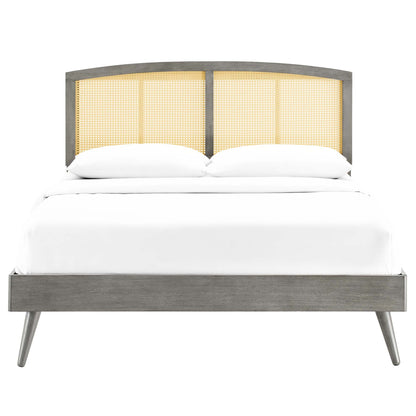Modway Outlet Sierra Cane and Wood Full Platform Bed With Splayed Legs by Modway  Bedroom Furniture Gray - MOD-6700-GRY