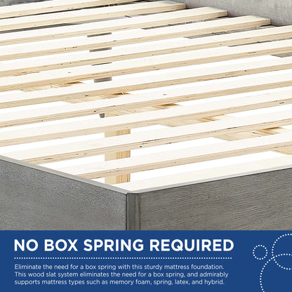 Modway Outlet Sierra Cane and Wood Full Platform Bed With Splayed Legs by Modway  Bedroom Furniture Gray - MOD-6700-GRY