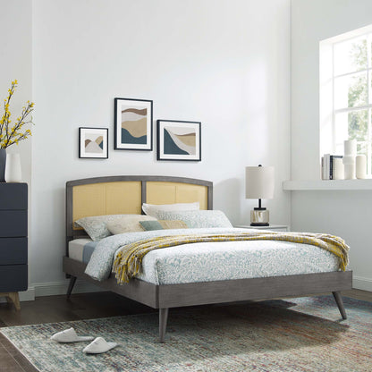 Modway Outlet Sierra Cane and Wood Full Platform Bed With Splayed Legs by Modway  Bedroom Furniture Gray - MOD-6700-GRY