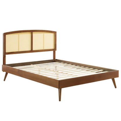 Modway Outlet Sierra Cane and Wood Full Platform Bed With Splayed Legs by Modway  Bedroom Furniture Walnut - MOD-6700-WAL