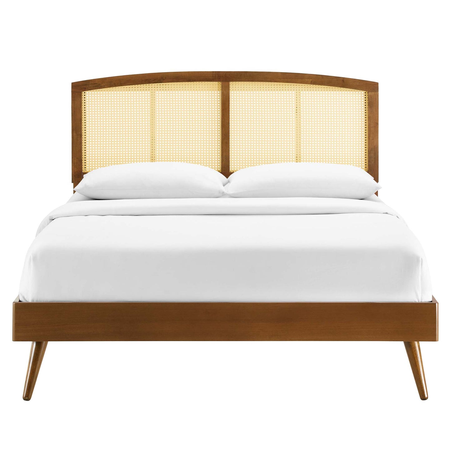 Modway Outlet Sierra Cane and Wood Full Platform Bed With Splayed Legs by Modway  Bedroom Furniture Walnut - MOD-6700-WAL