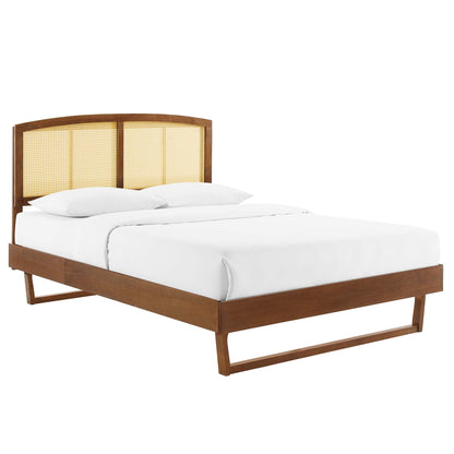 Modway Outlet Sierra Cane and Wood King Platform Bed With Angular Legs by Modway  Bedroom Furniture Walnut - MOD-6701-WAL