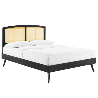 Modway Outlet Sierra Cane and Wood King Platform Bed With Splayed Legs by Modway  Bedroom Furniture Black - MOD-6702-BLK
