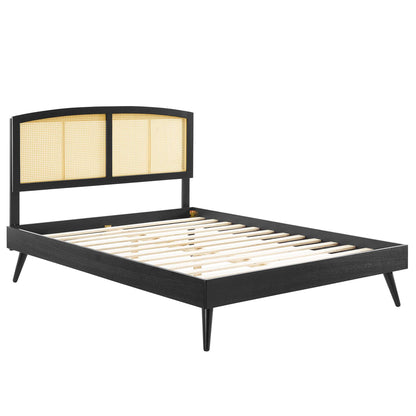 Modway Outlet Sierra Cane and Wood King Platform Bed With Splayed Legs by Modway  Bedroom Furniture Black - MOD-6702-BLK