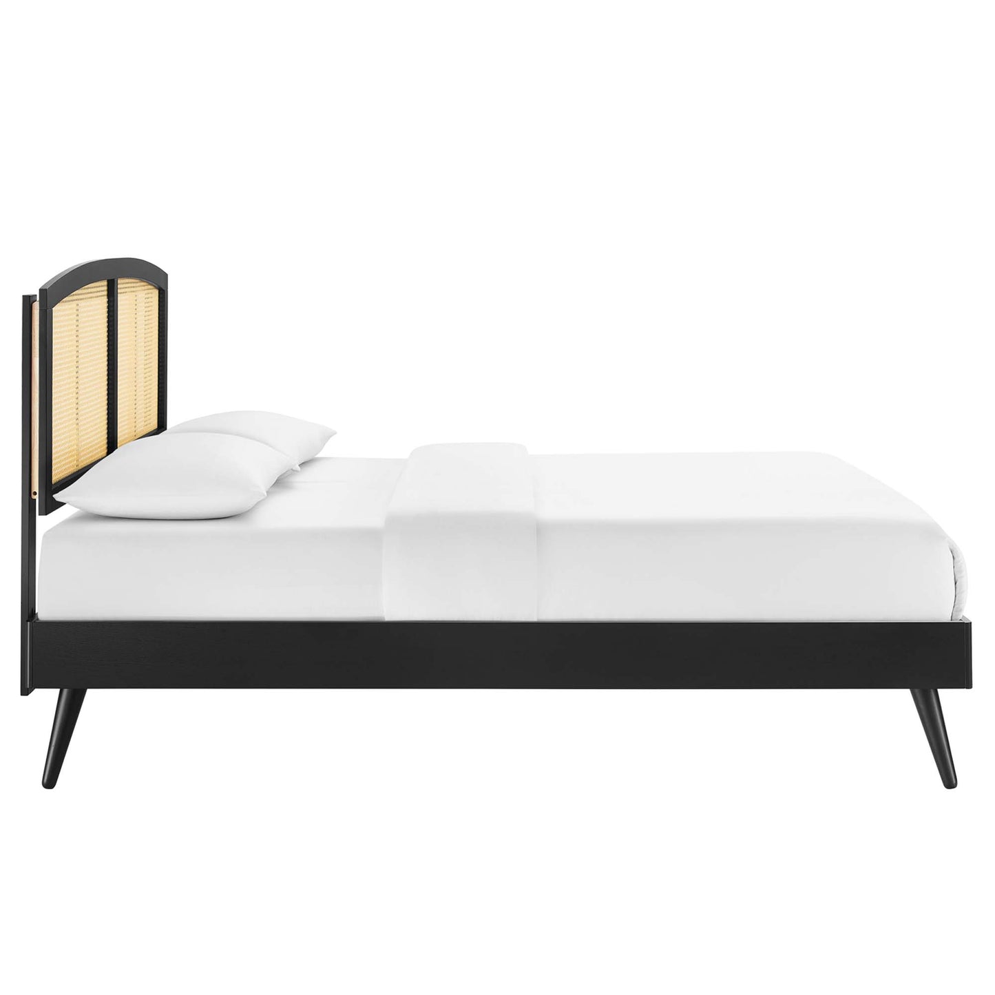 Modway Outlet Sierra Cane and Wood King Platform Bed With Splayed Legs by Modway  Bedroom Furniture Black - MOD-6702-BLK