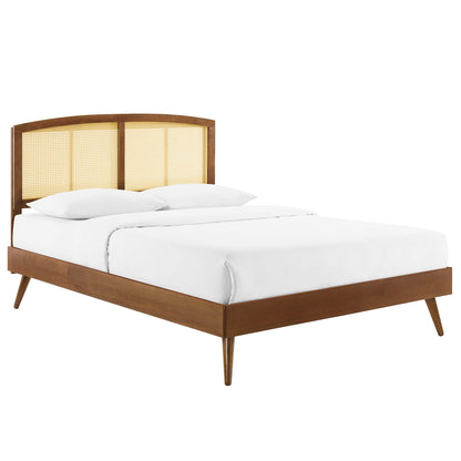 Modway Outlet Sierra Cane and Wood King Platform Bed With Splayed Legs by Modway  Bedroom Furniture Walnut - MOD-6702-WAL
