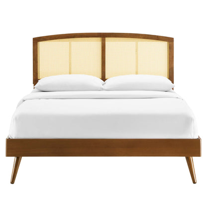 Modway Outlet Sierra Cane and Wood King Platform Bed With Splayed Legs by Modway  Bedroom Furniture Walnut - MOD-6702-WAL