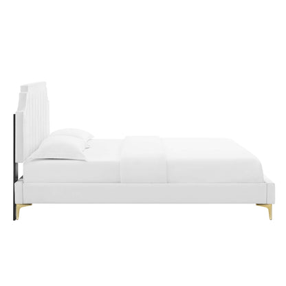 Modway - Sienna Performance Velvet Queen Platform Bed by Modway  Bedroom Beds White - MOD-6712-WHI