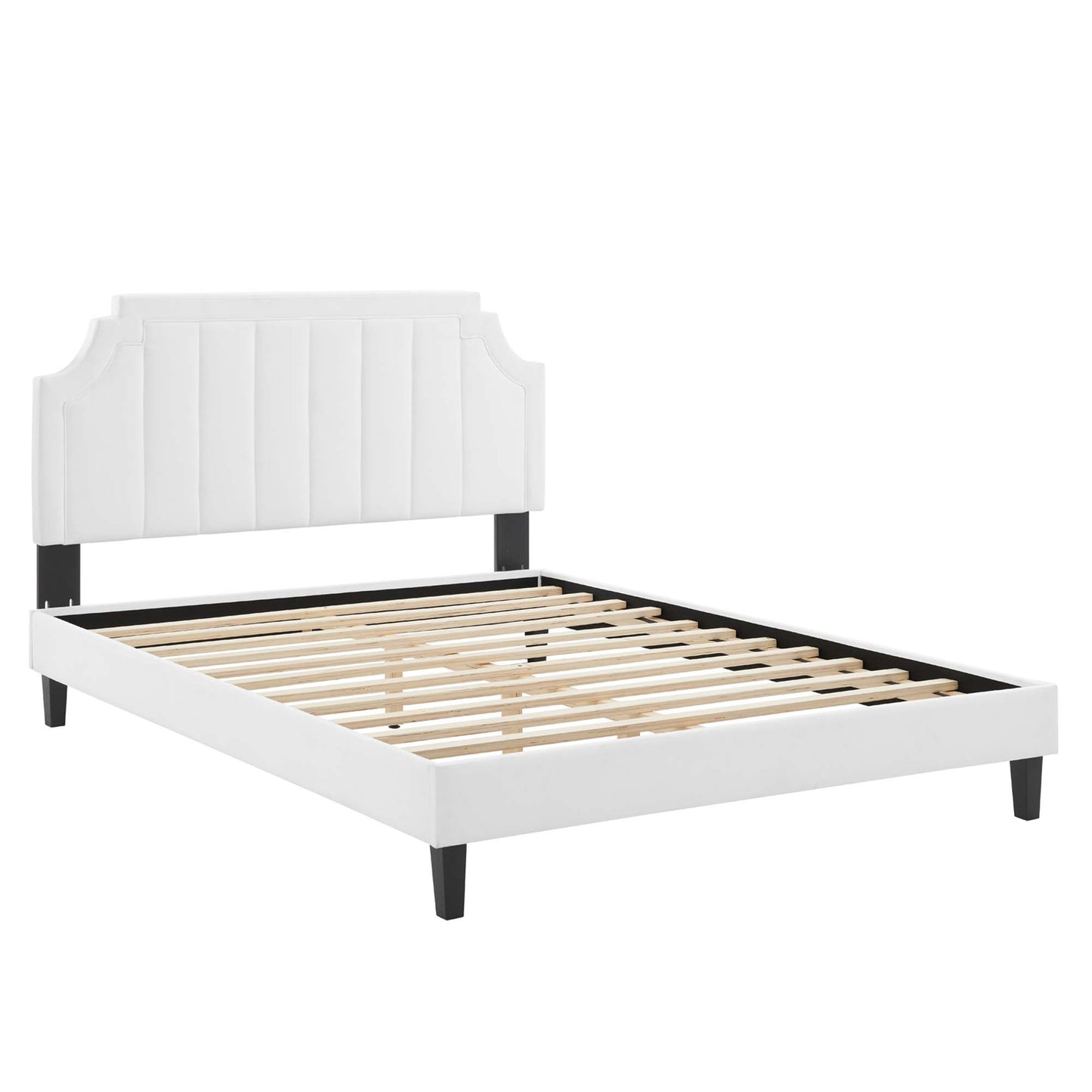 Modway - Sienna Performance Velvet Queen Platform Bed by Modway  Bedroom Beds White - MOD-6714-WHI