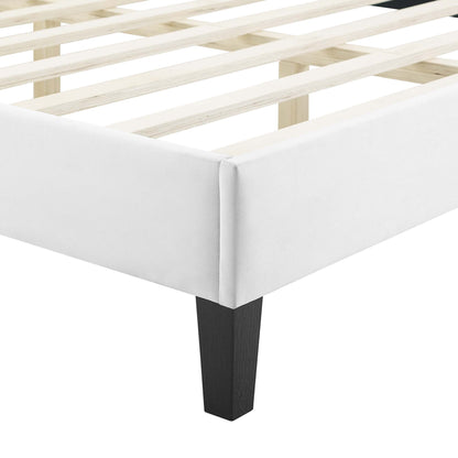 Modway - Sienna Performance Velvet Queen Platform Bed by Modway  Bedroom Beds White - MOD-6714-WHI