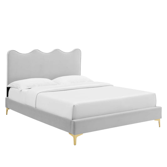Modway - Current Performance Velvet Full Platform Bed by Modway  Bedroom Beds Gray - MOD-6730-LGR