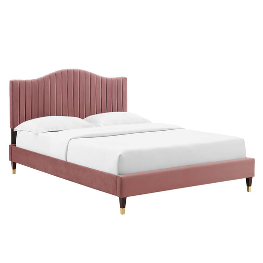 Modway Outlet Juniper Channel Tufted Performance Velvet Twin Platform Bed by Modway  Bedroom Furniture Dusty Rose - MOD-6743-DUS