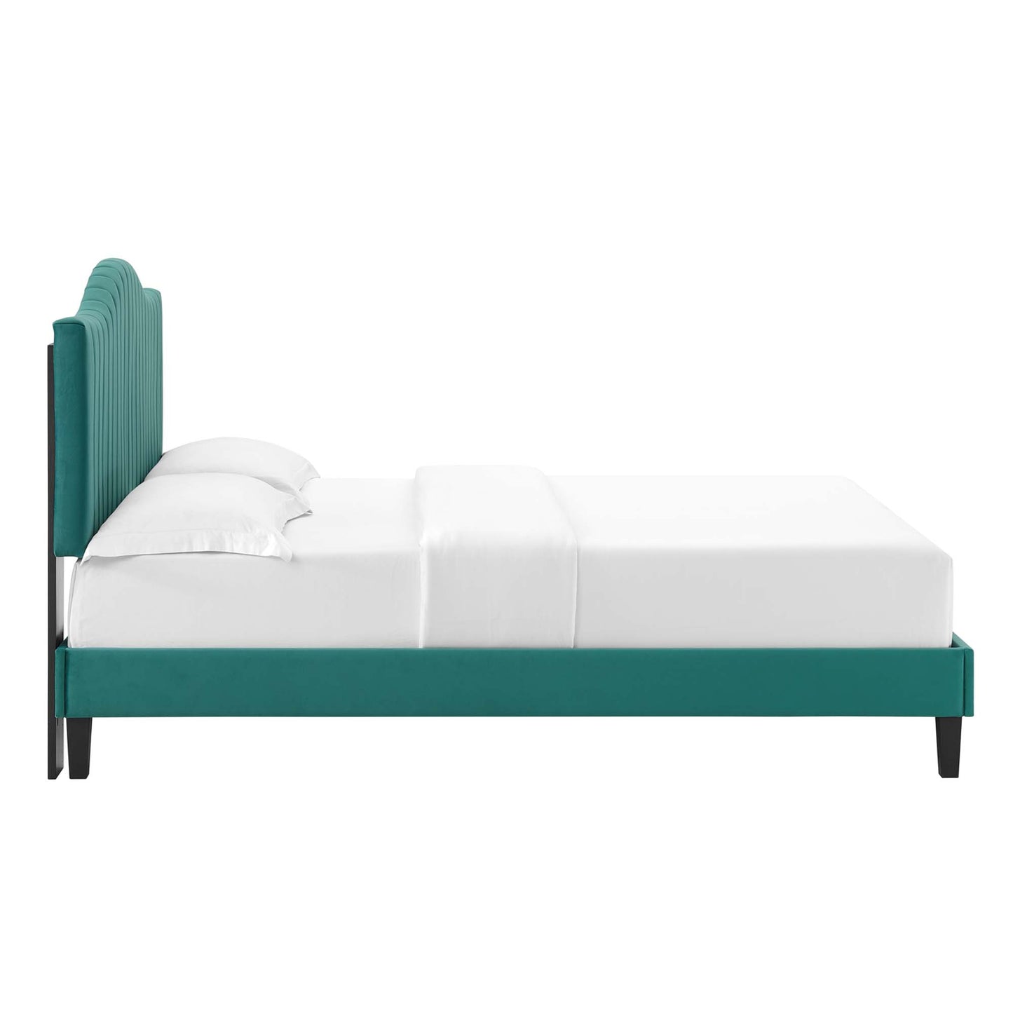 Modway Outlet Juniper Channel Tufted Performance Velvet Twin Platform Bed by Modway  Bedroom Furniture Teal - MOD-6744-TEA