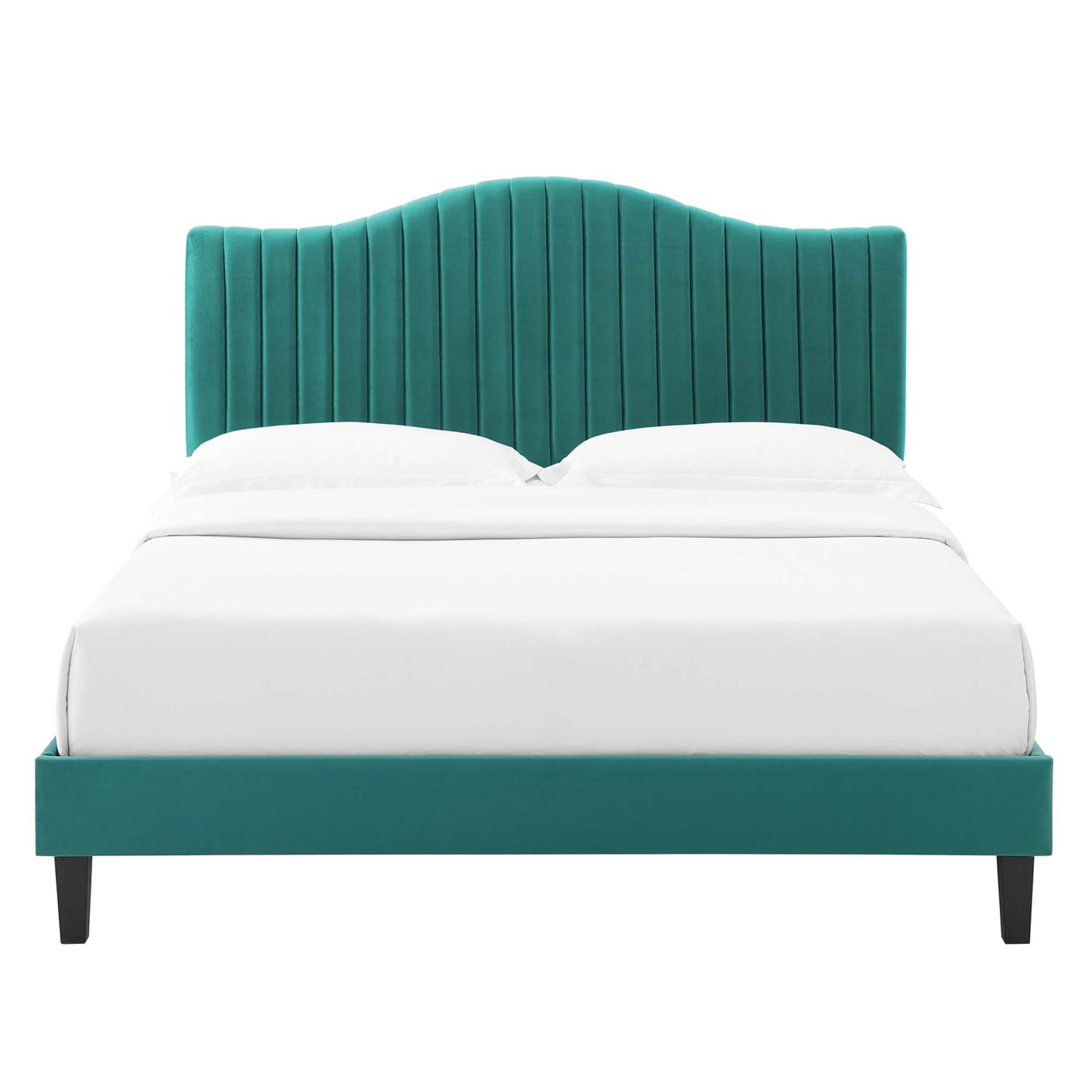 Modway Outlet Juniper Channel Tufted Performance Velvet Twin Platform Bed by Modway  Bedroom Furniture Teal - MOD-6744-TEA