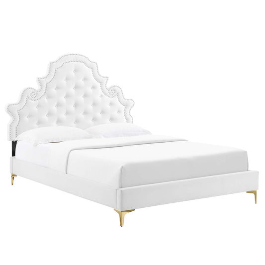 Modway - Gwyneth Tufted Performance Velvet Full Platform Bed by Modway  Bedroom Beds White - MOD-6757-WHI