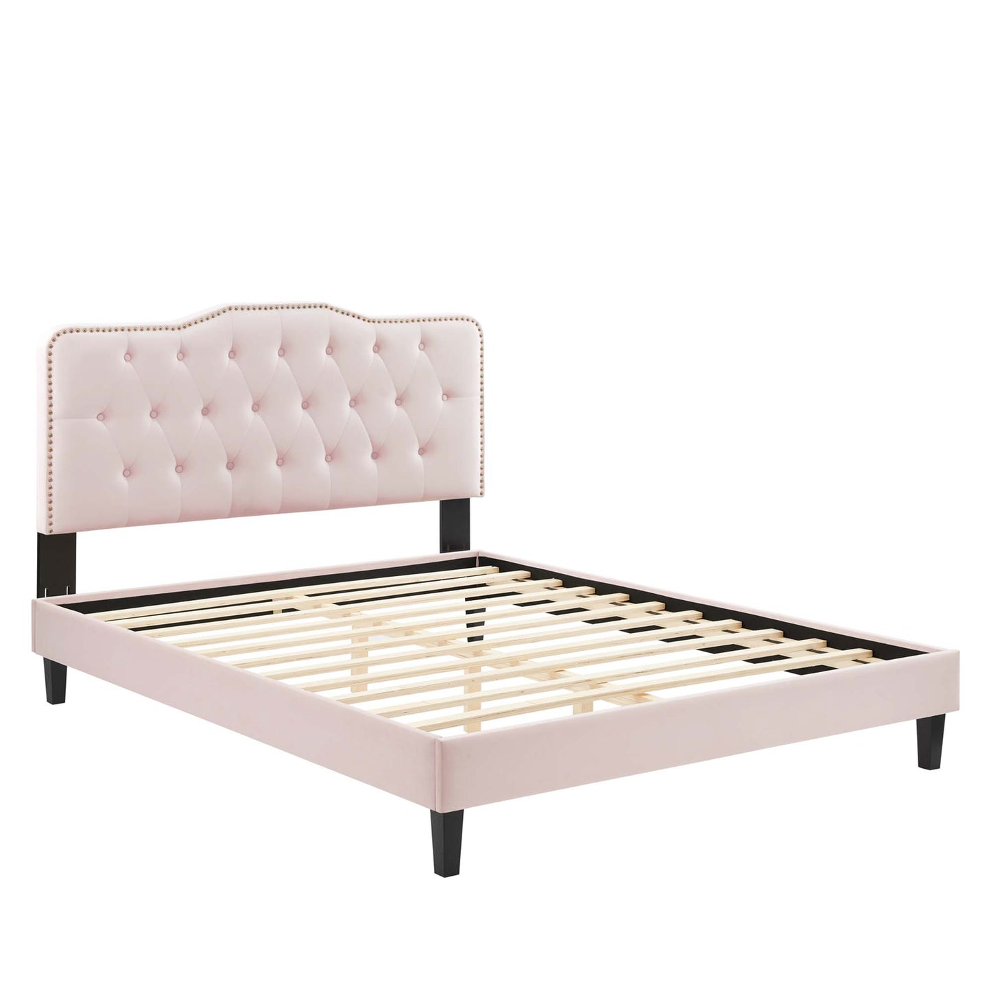 Modway - Amber Performance Velvet Twin Platform Bed by Modway  Bedroom Beds Red - MOD-6780-PNK