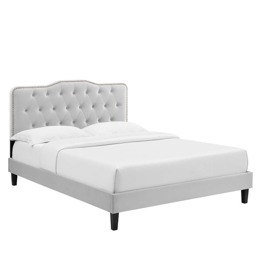 Modway - Amber Tufted Performance Velvet King Platform Bed by Modway  Bedroom Beds Gray - MOD-6786-LGR